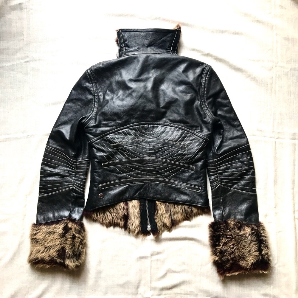 Y2K Firetrap Leather & Fur jacket - Picture 3 of 8